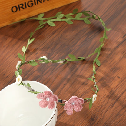 Bohemian Rattan Flower Vines Crown Headband for Bride Wedding Hair Accessories Girls Floral Wreath Head Band Hairstyles Headdres
