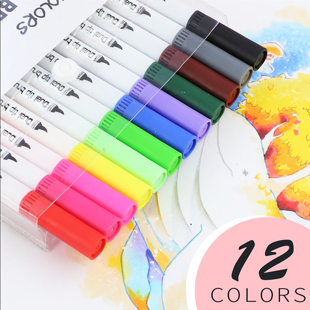 Vibrant Colors 168pcs Marker Set Double Ended Pens for Artists - Manga Drawing School Art Supplies