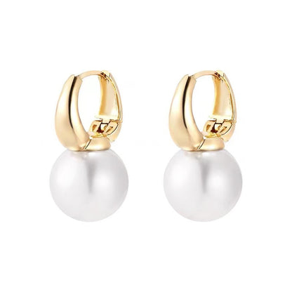 New Simple Celebrity Style Gold Color Pearl Drop Earrings For Woman Korean Fashion Jewelry Wedding Girl's Sweet Accessories