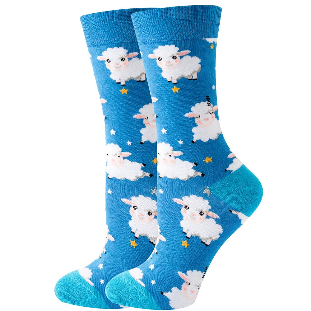 Cute Women Socks Cartoon Animal Food Fruit Socks  Kawaii Funny  Trendy Socks Happy Harajuku Casual Socks Autumn Spring Stocking