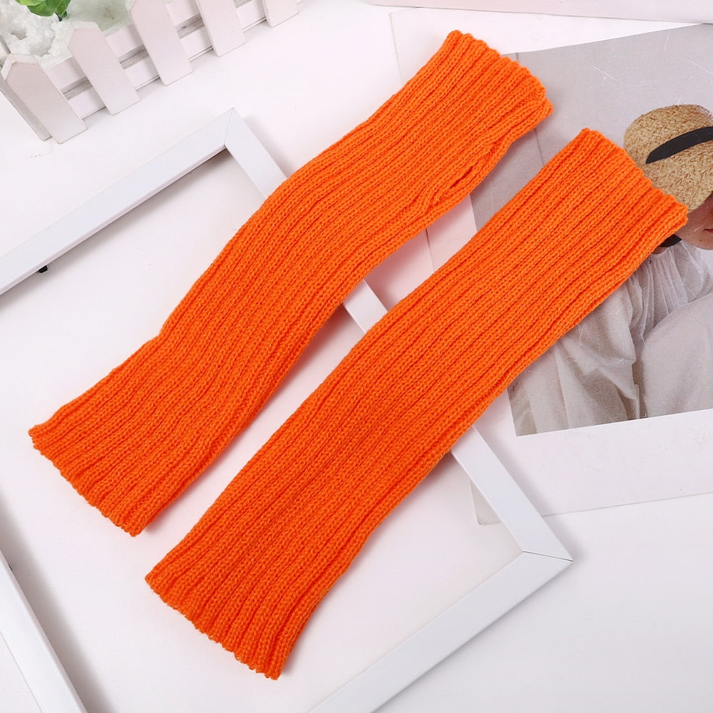 Long Fingerless Gloves Women Mitten Winter Arm Warmer Knitted Arm Sleeve Fashion Casual Soft Girls Clothes Punk Gothic Gloves