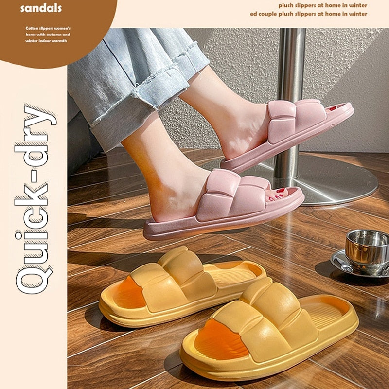 Summer Soft Shoes Cloud Slippers Indoor Mute Bathroom Anti-slip Slide Eva Beach Flip Flops Men Ladies Leisure Sandals
