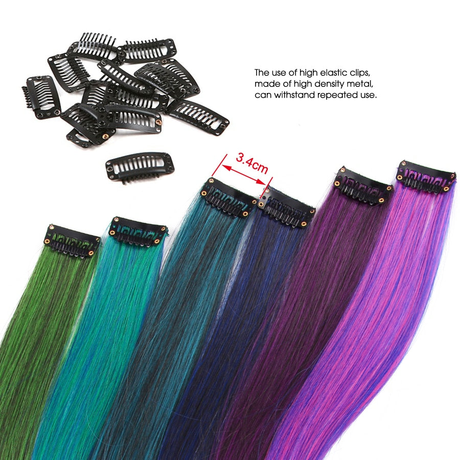 Alileader Clip On Hair Extension 57Color Ombre Straight Hair Extension Clip In Hairpieces High Temperature Faber Hair Pieces