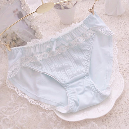 Cotton Ruffle Cute Lovely Sweety Girl Panties Bow Japanese Princess Style High Elasticity Breathable Women Underwear Breifs