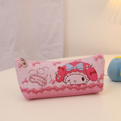 Kawaii Anime Sanrio Kuromi Large Pencil Case Plush Bag Toys Makeup Girl Children's Stationery