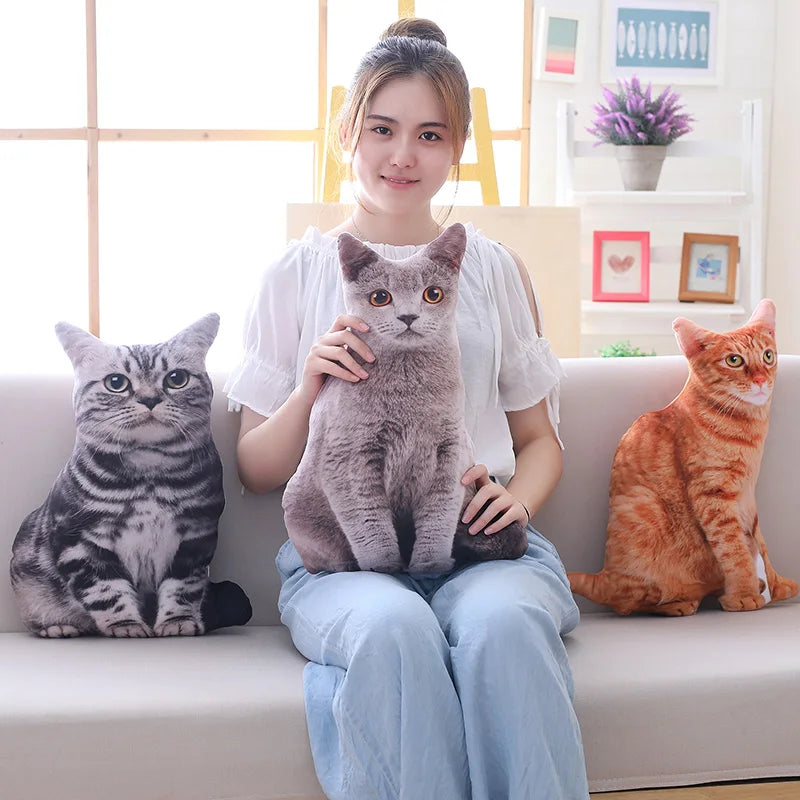 Simulation Plush Cat Pillow Soft Stuffed Realistic Animal Cushion Sofa Decor Cartoon Plush Toy Children Kid Kawaii Birthday Gift