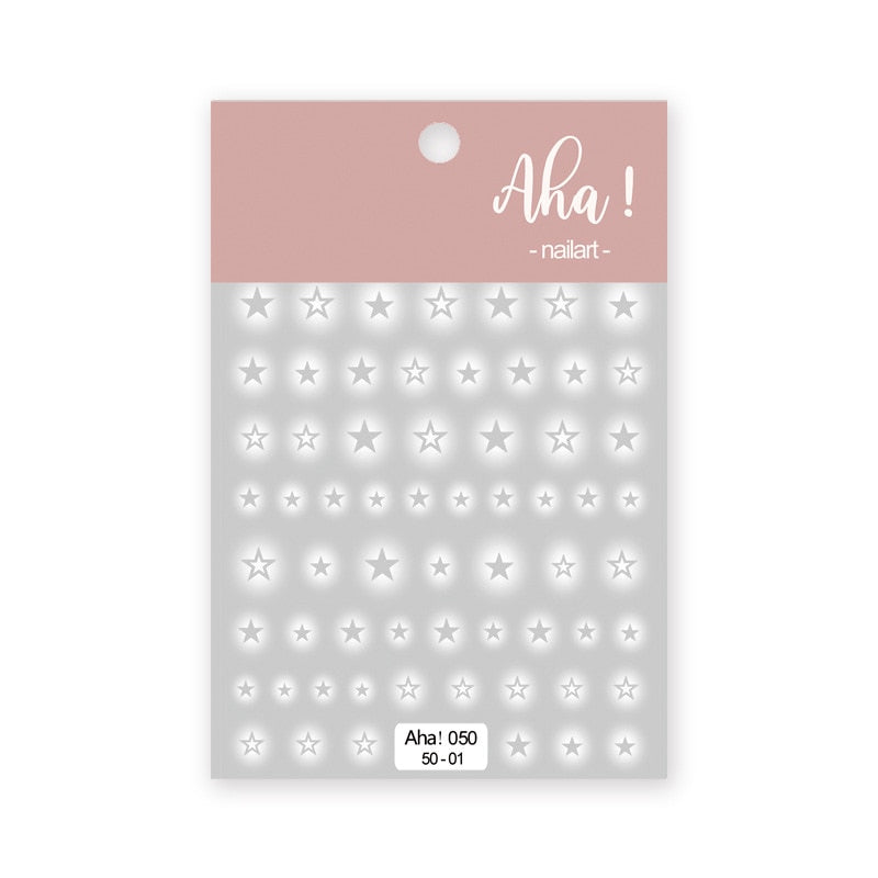 1Sheet Korean White Cloud Blue Nail Art Sticker 3D Star Moon Decal Pure Twilight Self-adhesive Manicure Slider Accessories RE#53