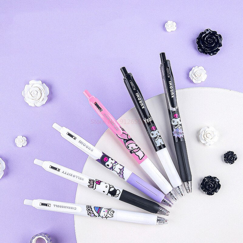 24pcs Sanrio Neutral Pen Cute Hello Kitty Melody Kuromi Cinnamoroll Roller Ball Pens Office School Supplies Stationery Wholesale