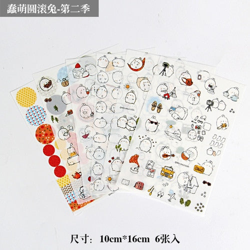 6pcs/lot  Waterproof Cartoon Cute Transparent Diy Decoration Stickers Korea Hand Account Stickers Kawaii Plastic Cup Stickers