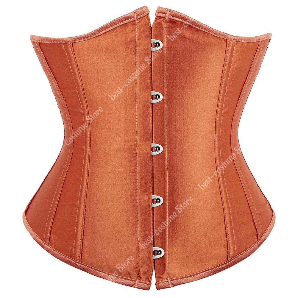 Underbust Corset Women's Underwear Waist Slimming Body Shaper Corset Top for Women Steampunk Lace-up Corset Belt White