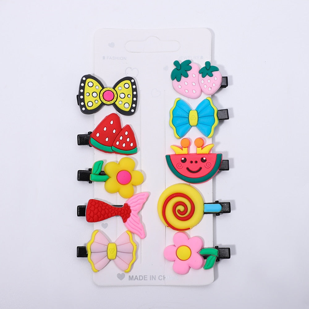 10PCS/Set New Girls Cute Cartoon Ice Cream Unicorn Hair Clips Kids Lovely Hairpins Headband Barrettes Fashion Hair Accessories