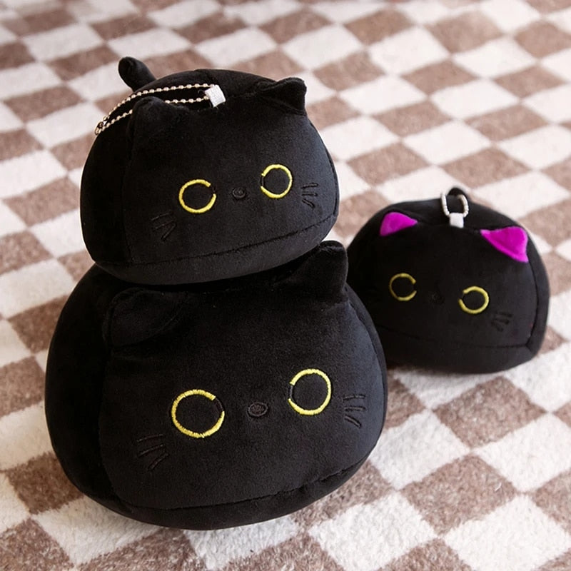 Black Cat Plush Pillow Cuddly Little Kitten Stuffed Animal Plushies Throw Fat Fluffy Kitty Kawaii Cute Squishy Peluche Pelucia Toy Kids Birthday Gift
