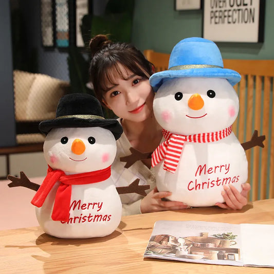 1pc 25/35/45CM Lovely Snowman Plush Toys Soft Stuffed Animal Doll Soft Christmas Decoration Pillow Doll For Children Kids Gifts