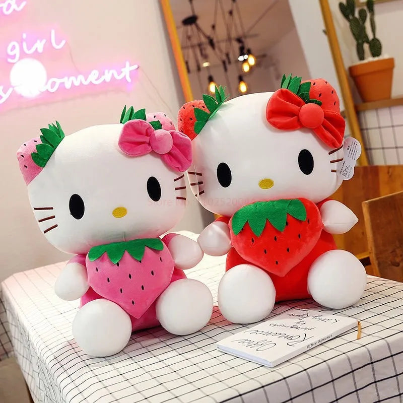 Strawberry Hello Kitty Plush Toy Kawaii Sanrio Stuffed Animal Plushies Cat Soft Doll Girl Room Decor Bed Sofa Sleeping Throw Pillow Kids Birthday Gift