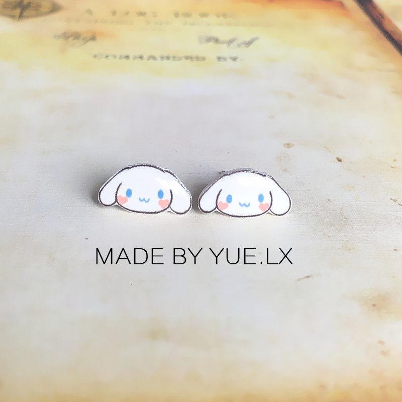 Kawaii Cinnamoroll Sanrio Ear Stud Cute Beauty Plastic Stud Earrings Trendy Fashion Jewelry Earrings Girls Gift