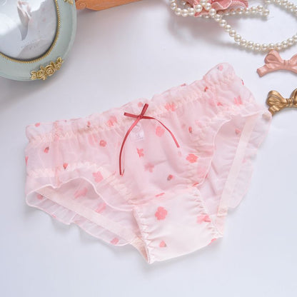 Cotton Ruffle Cute Lovely Sweety Girl Panties Bow Japanese Princess Style High Elasticity Breathable Women Underwear Breifs