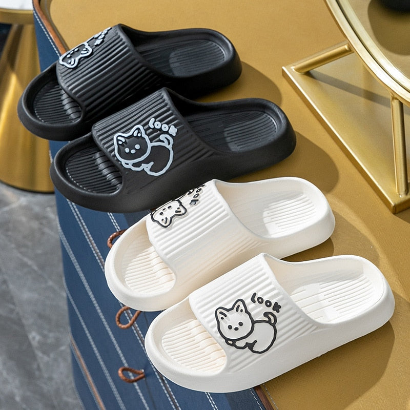 Summer Slippers Bathroom Platform Non-Slip Home Bear Cartoon Flip Flops Beach Women Slipper Sandals Slides Indoor Outdoor