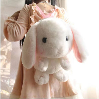 Kawaii Plush Rabbit Long Ear Bunny Bag Plushie Doll Plush Toys Children Backpack for Girls Kids