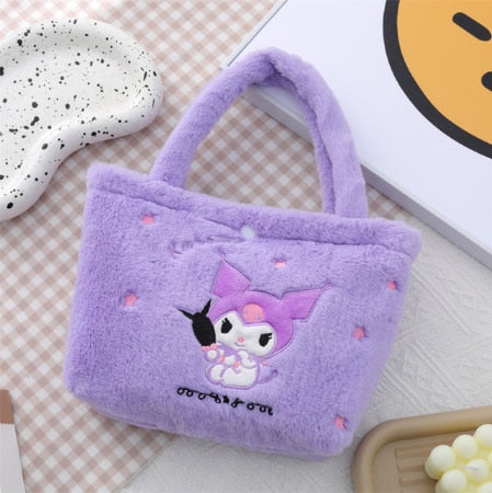 Kawaii Hello Kitty Sanrio Plush Bag Anime Kuromi Plushie Backpack for Girls Mymelody Cinnamoroll Handbags Cartoon Messenger Bags