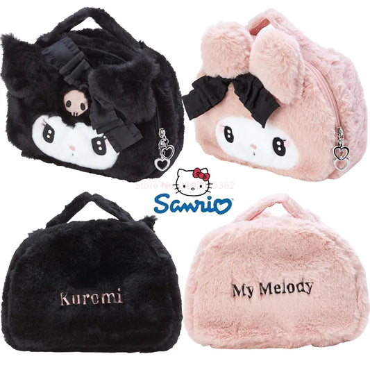 Kawaii Sanrio Series Kuromi My Melody Plush Makeup Bag Storage Bag Cartoon Student Storage Tote Pack For Girl Birthday Xmas Gift