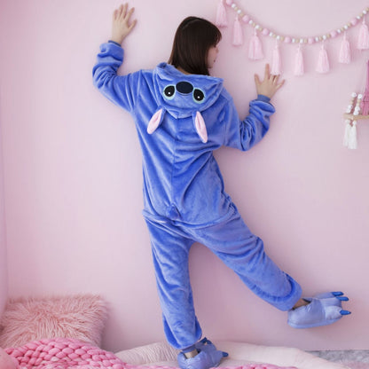 Lilo & Stitch Kigurumi Hooded Onesie Pajamas: Disney Movie Winter Cute Kawaii Kids & Adult Cosplay Costume