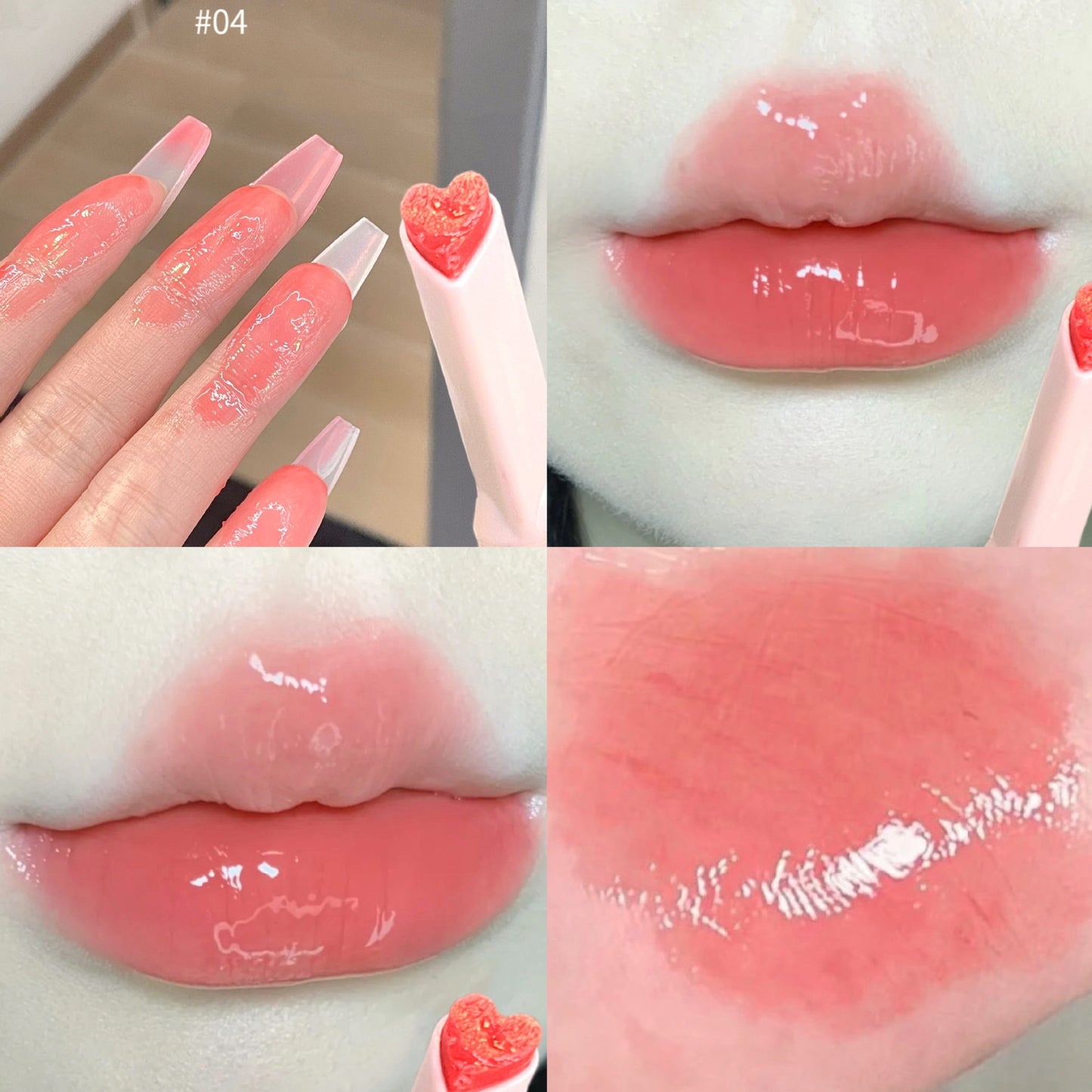 Jelly Mirror Lipstick Lip Gloss Non-stick Cup Mirror Lip Tint Heart-shaped Lipstick Moisturizing Lipgloss Long-lasting Lipstick