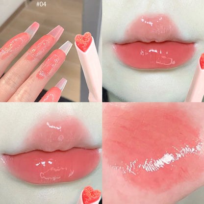 Jelly Mirror Lipstick Lip Gloss Non-stick Cup Mirror Lip Tint Heart-shaped Lipstick Moisturizing Lipgloss Long-lasting Lipstick