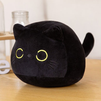 Black Cat Plush Pillow Cuddly Little Kitten Stuffed Animal Plushies Throw Fat Fluffy Kitty Kawaii Cute Squishy Peluche Pelucia Toy Kids Birthday Gift