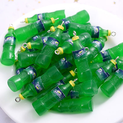 10Pcs Plastic Pop Cola Soda Drinks Beverages Charms Juice Alcohol Lemonade Bottle Resin Pendants for Jewelry Making Mini Crafts