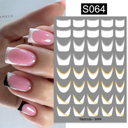 Harunouta Simple Flowers 3D Nail Stickers Gold Heart French Tip Lines Leopard Print Design Adhesive Sliders Manicure Nail Decals