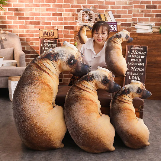 HOT 50cm 3D Lifelike Animal Cute Bend Dog Printed Throw Pillow Funny Dog Head Cosplay Favorite Toy Cushion for Home