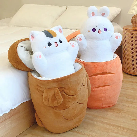 Kawaii Taiyaki Cat Fish Dog Bone Rabbit Carrot Plush Giant Big Toys Furry Animal Plushie Pillow Cushion Lovely Doll for Girls