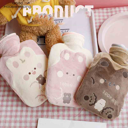 Cute Hot Water Bottle Bag for Girls Plush Shoulder Hand Warmer Heat Pack Warm Belly Instant Hot Pack Winter Water Heating Pad