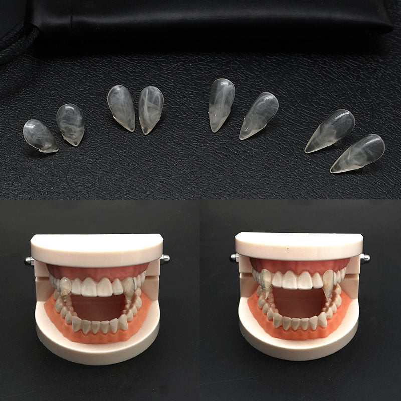 Adult Kids Halloween Vampire False Teeth Horrific Party Costume Transparent Dentures Cosplay Fangs Resin Fangs Free Shipping