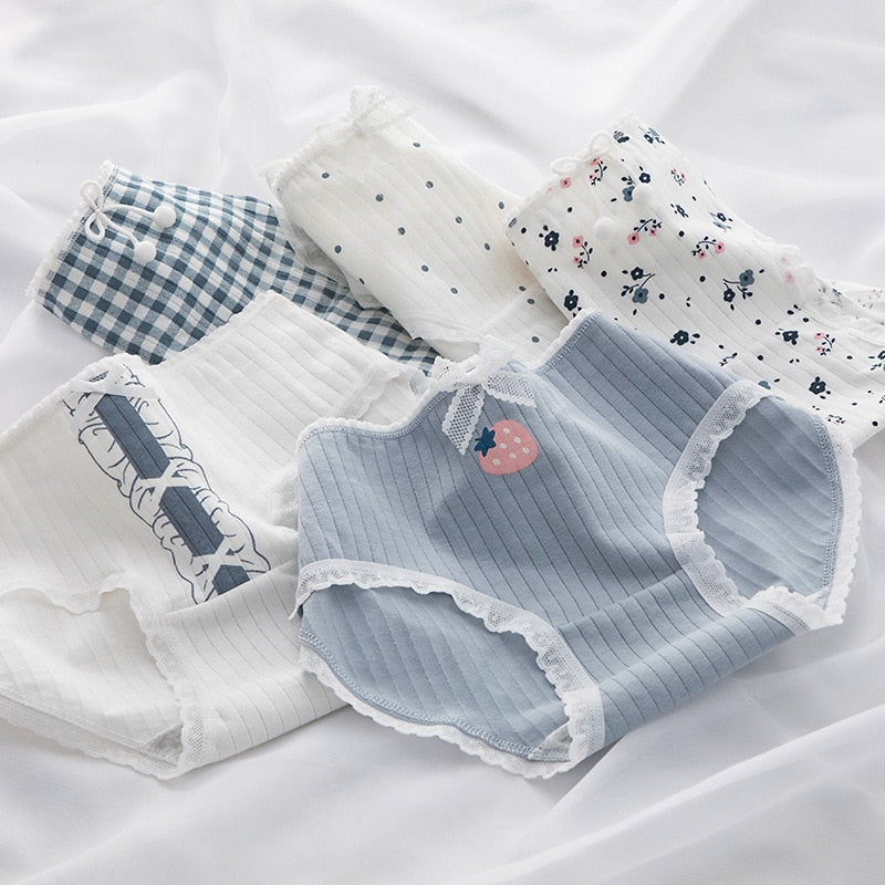 5Pcs/set Cotton Panties for Women Girl Briefs Underwear Plus Size Cute Soft Short Pantys Lingerie Female Ladies Underpants