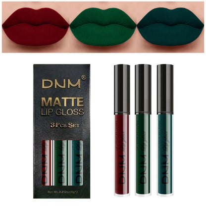 New 3pcs/set Liquid Lipstick Waterproof Long Lasting Cosmetic Black Blue Purple Green Matte Lip Gloss Nude Lip Tint Stain Makeup