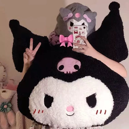 Giant Sanrio Plush Kawaii Stuffed Doll My Melody Black Purple Kuromi Cartoon Sofa Bed Soft Pillow Toys For Kids Girl Xmas Gifts