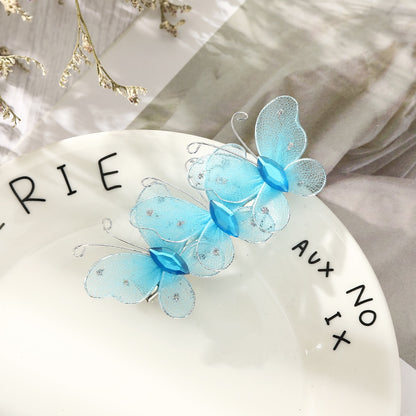 Butterfly Hairpins New Korean Yarn Elegant Metal Tassel Long Hair Clips For Women Hanfu Antique Party Hair Accessories