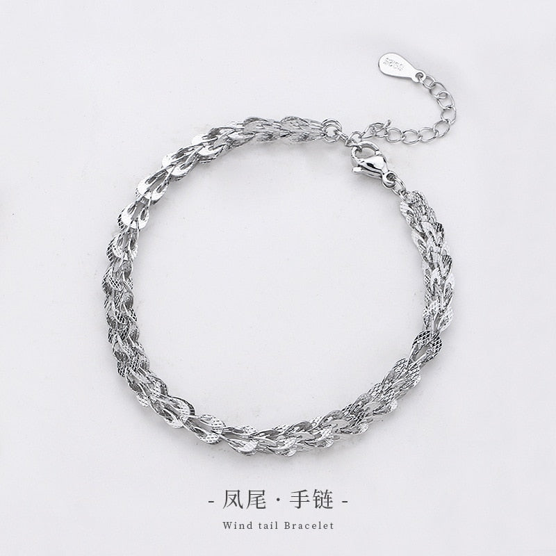 VENTFILLE 925 Sterling Silver Diamond-Studded Butterfly Bracelet Women's Fashion Temperament Flower Adjustable Bracelet