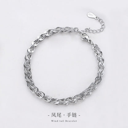 VENTFILLE 925 Sterling Silver Diamond-Studded Butterfly Bracelet Women's Fashion Temperament Flower Adjustable Bracelet