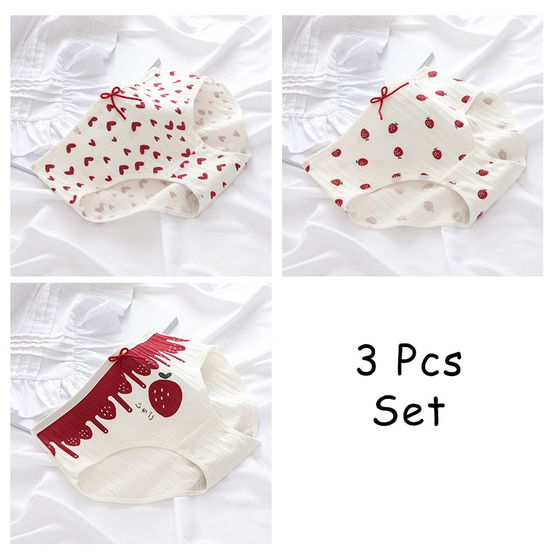 WONTIVE 1pc 3pcs set Cute Panties with Bow Knot Womens Cotton Panties Pink Lolita Japanese Panty Underwear For Women Girl Briefs