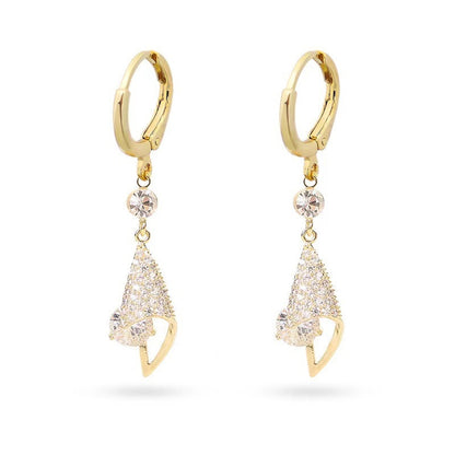 New Three-dimensional Full Rhinestone Golden Earrings Women's Luxury Personality Fashion Earrings Wedding Jewelry Birthday Gifts