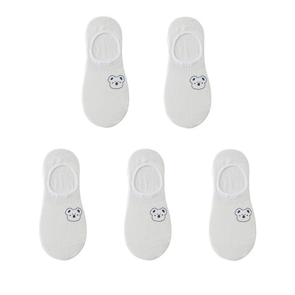 Women's cotton ankle socks, socks designed by rabbits, cows, hearts, warm and informal animals, 5 pairs of 10 pieces