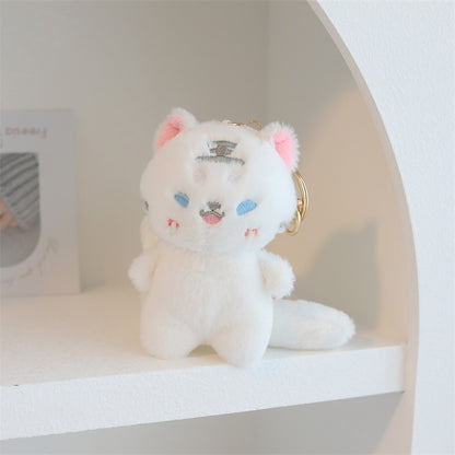 Kawaii Plush Keychain Bag Charm Cartoon Cute Mini Boba Tea Kitty Cat Stuffed Animal Plushies Soft Doll Car Trinket Key Chain Women Girls Keyring Kids Birthday Gifts