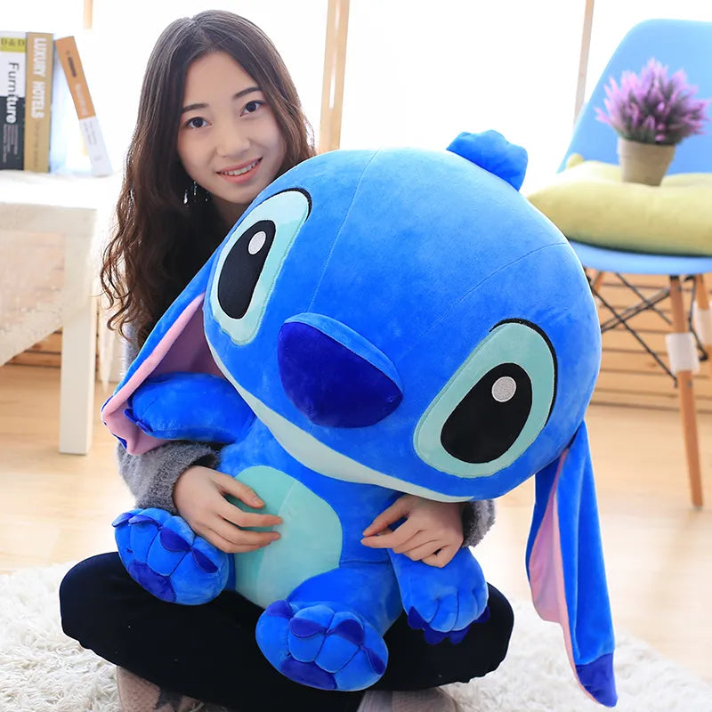 Big Size Disney Stitch Plush Toys Kawaii Soft Blue Pink Elf Disney Stitch Stuffed Doll Cartoon Anime Movie Christmas Gift