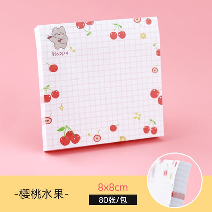80 pages/pack Kawaii Animals And Fruits Sticky Notes Memo Pad To Do List Cute Journaling Supplies Planner Sticker Deco