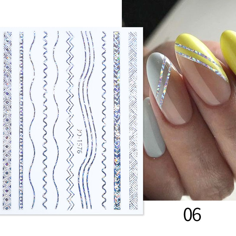 Harunouta Simple Flowers 3D Nail Stickers Gold Heart French Tip Lines Leopard Print Design Adhesive Sliders Manicure Nail Decals