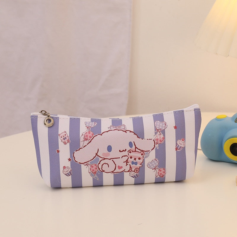 Kawaii Anime Sanrio Kuromi Large Pencil Case Plush Bag Toys Makeup Girl Children's Stationery