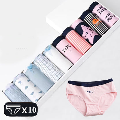 M-2XL Women's Underwear Cute Cotton Panties Briefs For Girl Ladies Lingerie Cartoon Girls Pink Pantys Underpants Thongs
