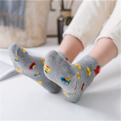 Women Cute Cartoon Expression Short Ankle Socks Happy Fashion Girls Funny Eared Lovers' Cotton Sokken Dropship